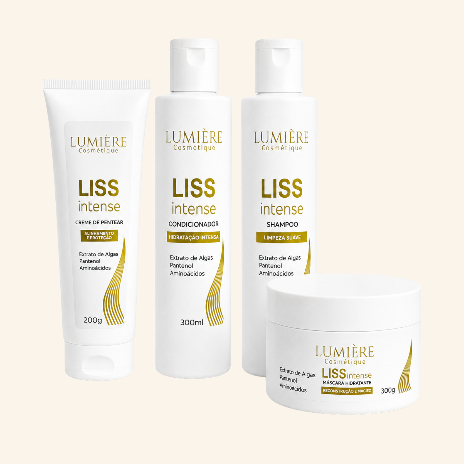 Kit Cronograma Capilar Liss Intense Lumière Cosmétique – Liso Perfeito Completo (4 Itens)